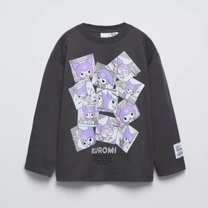 Zara Black and Purple Long Sleeve Tee with Kuromi Design
